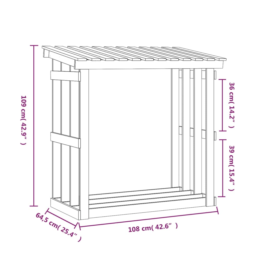 vidaXL Haardhoutrek 108x64,5x109 cm massief grenenhout - Aashly