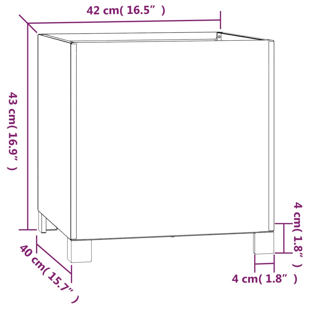 vidaXL Plantenbakken met poten 2 st roestig 42x40x43 cm cortenstaal - Aashly
