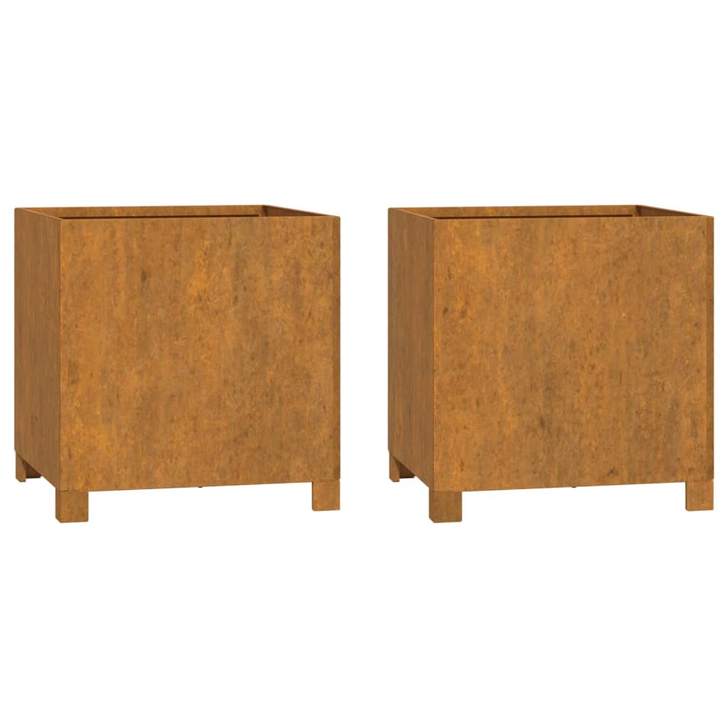 vidaXL Plantenbakken met poten 2 st roestig 42x40x43 cm cortenstaal - Aashly