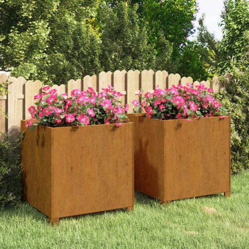 vidaXL Plantenbakken met poten 2 st roestig 42x40x43 cm cortenstaal - Aashly