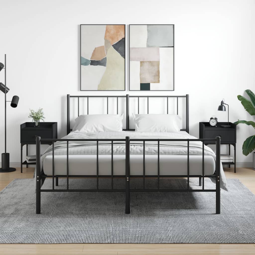 vidaXL Nachtkastjes 2 st 40,5x31x60 cm bewerkt hout zwart - Aashly