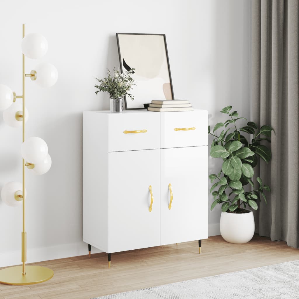vidaXL Dressoir 69,5x34x90 cm bewerkt hout wit - Aashly