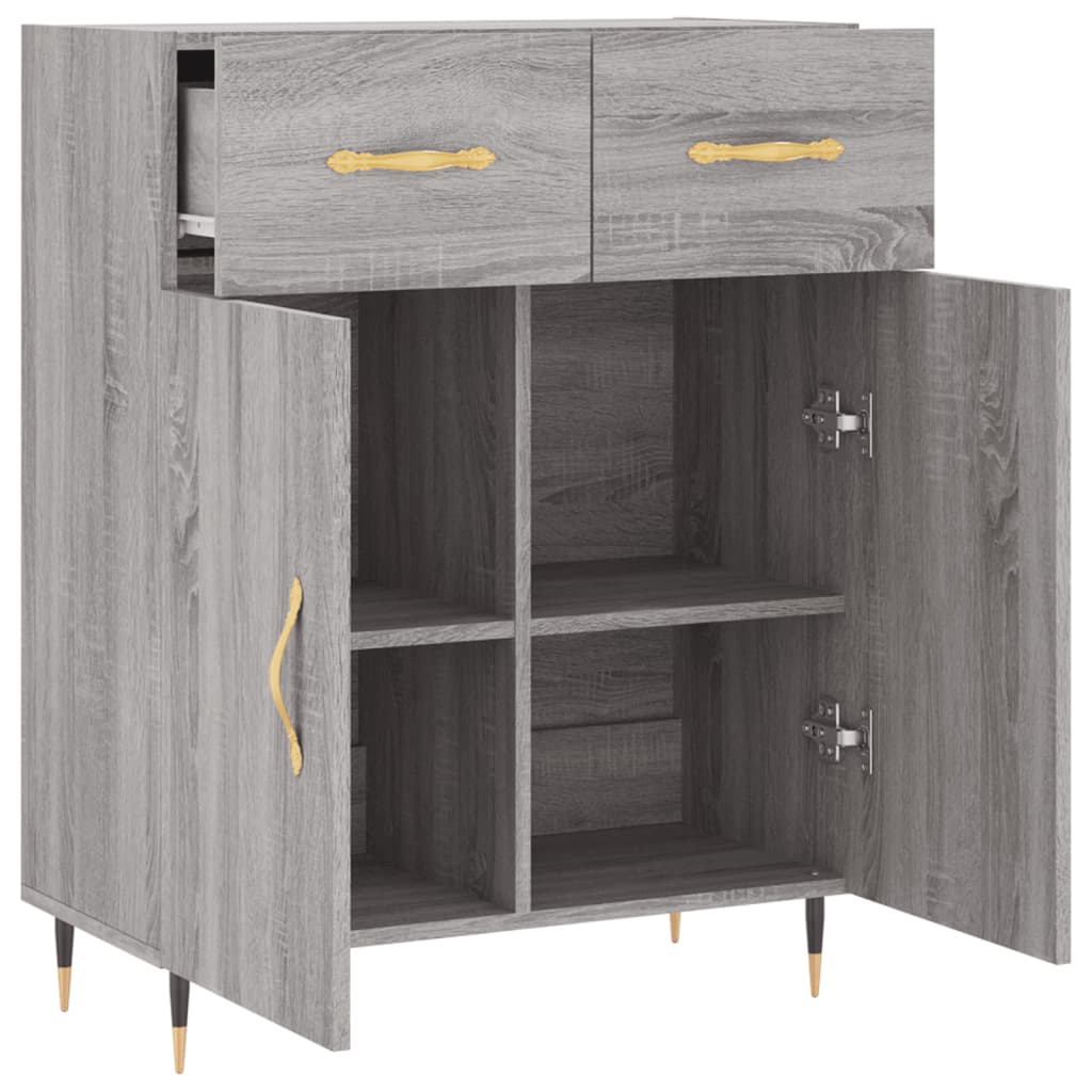 vidaXL Dressoir 69,5x34x90 cm bewerkt hout wit - Aashly