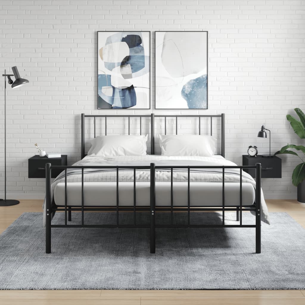 vidaXL Nachtkastjes 2 st wandgemonteerd 35x35x20 cm hoogglans wit - Aashly
