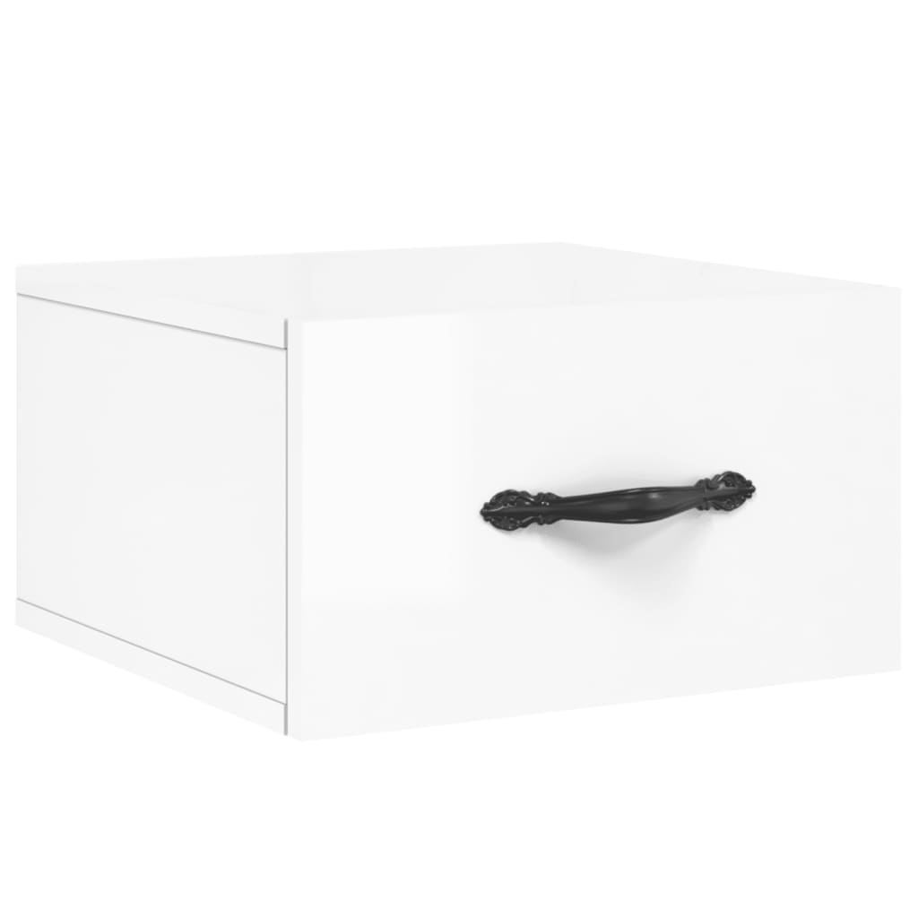 vidaXL Nachtkastjes 2 st wandgemonteerd 35x35x20 cm hoogglans wit - Aashly