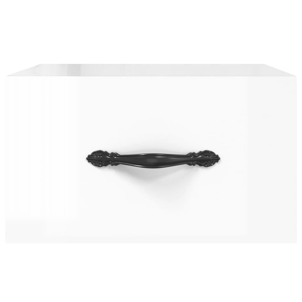 vidaXL Nachtkastjes 2 st wandgemonteerd 35x35x20 cm hoogglans wit - Aashly