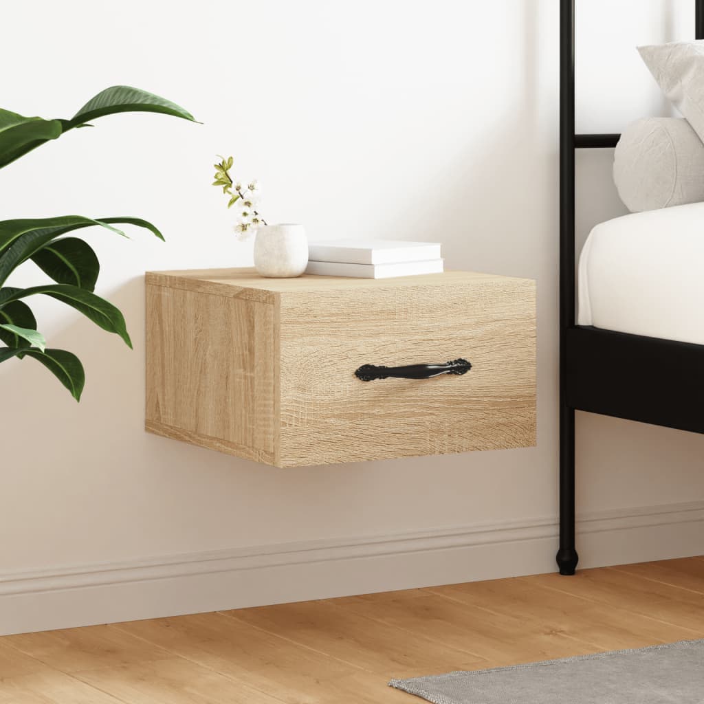 vidaXL Nachtkastjes 2 st wandgemonteerd 35x35x20 cm hoogglans wit - Aashly