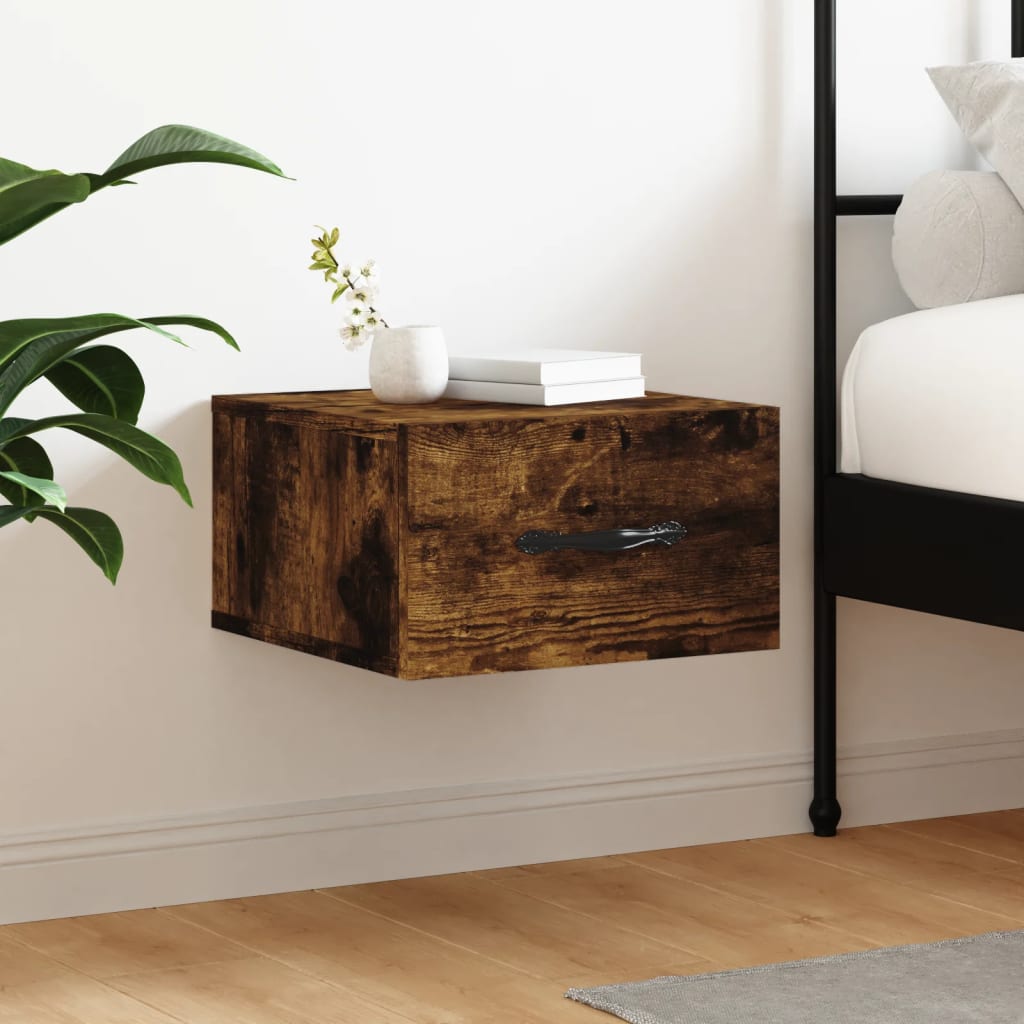 vidaXL Nachtkastjes 2 st wandgemonteerd 35x35x20 cm hoogglans wit - Aashly