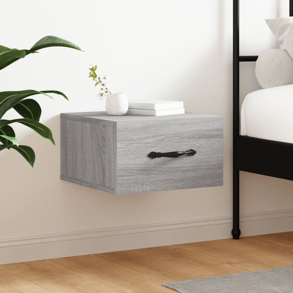 vidaXL Nachtkastjes 2 st wandgemonteerd 35x35x20 cm hoogglans wit - Aashly