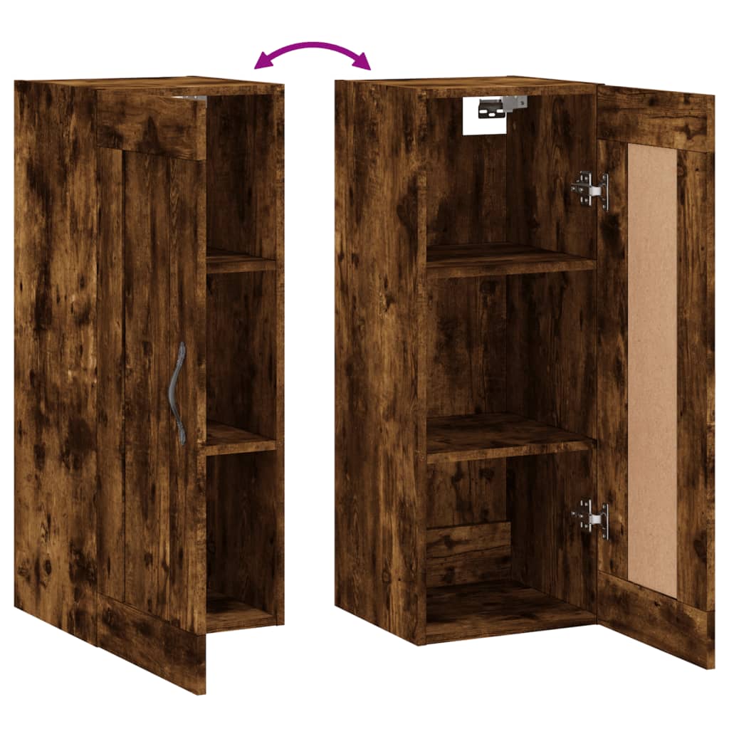 vidaXL Wandkast 34,5x34x90 cm bewerkt hout gerookt eikenkleurig - Aashly