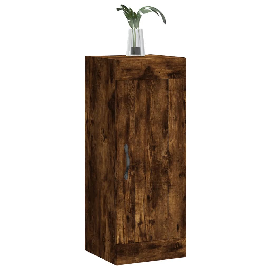 vidaXL Wandkast 34,5x34x90 cm bewerkt hout gerookt eikenkleurig - Aashly