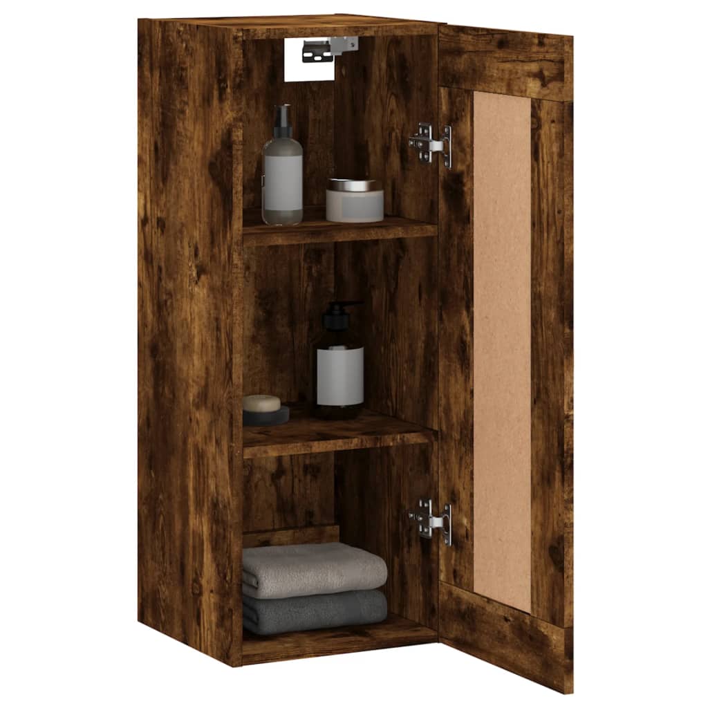 vidaXL Wandkast 34,5x34x90 cm bewerkt hout gerookt eikenkleurig - Aashly