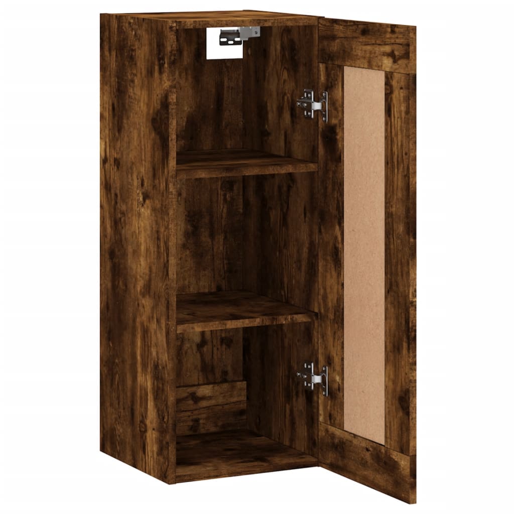 vidaXL Wandkast 34,5x34x90 cm bewerkt hout gerookt eikenkleurig - Aashly