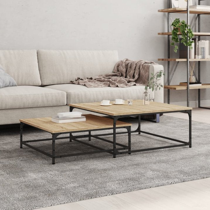 vidaXL 2-delige Tafeltjesset bewerkt hout sonoma eikenkleurig - Aashly
