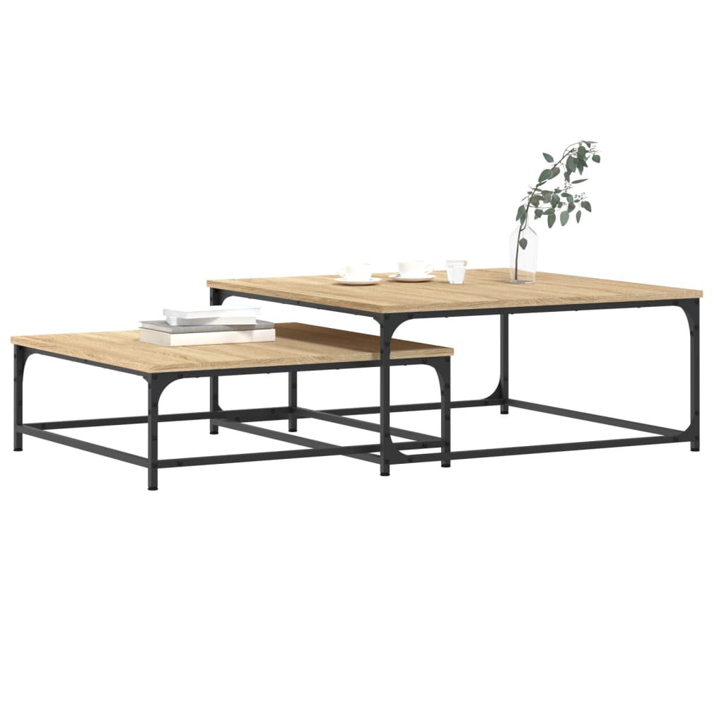 vidaXL 2-delige Tafeltjesset bewerkt hout sonoma eikenkleurig - Aashly