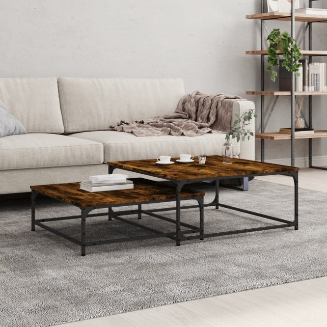 vidaXL 2-delige Tafeltjesset bewerkt hout sonoma eikenkleurig - Aashly