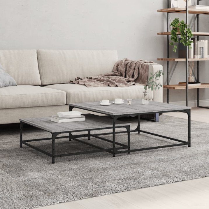 vidaXL 2-delige Tafeltjesset bewerkt hout sonoma eikenkleurig - Aashly