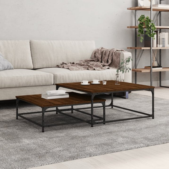 vidaXL 2-delige Tafeltjesset bewerkt hout sonoma eikenkleurig - Aashly
