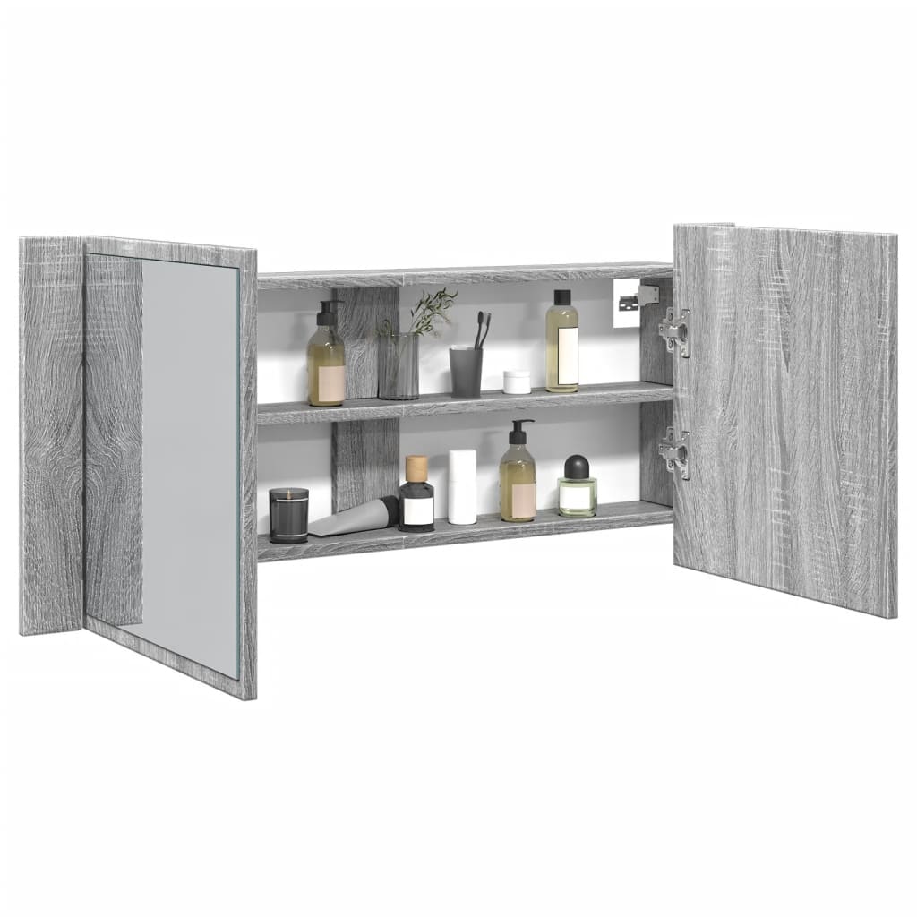 vidaXL Badkamerkast met spiegel LED acryl sonoma eikenkleurig - Aashly