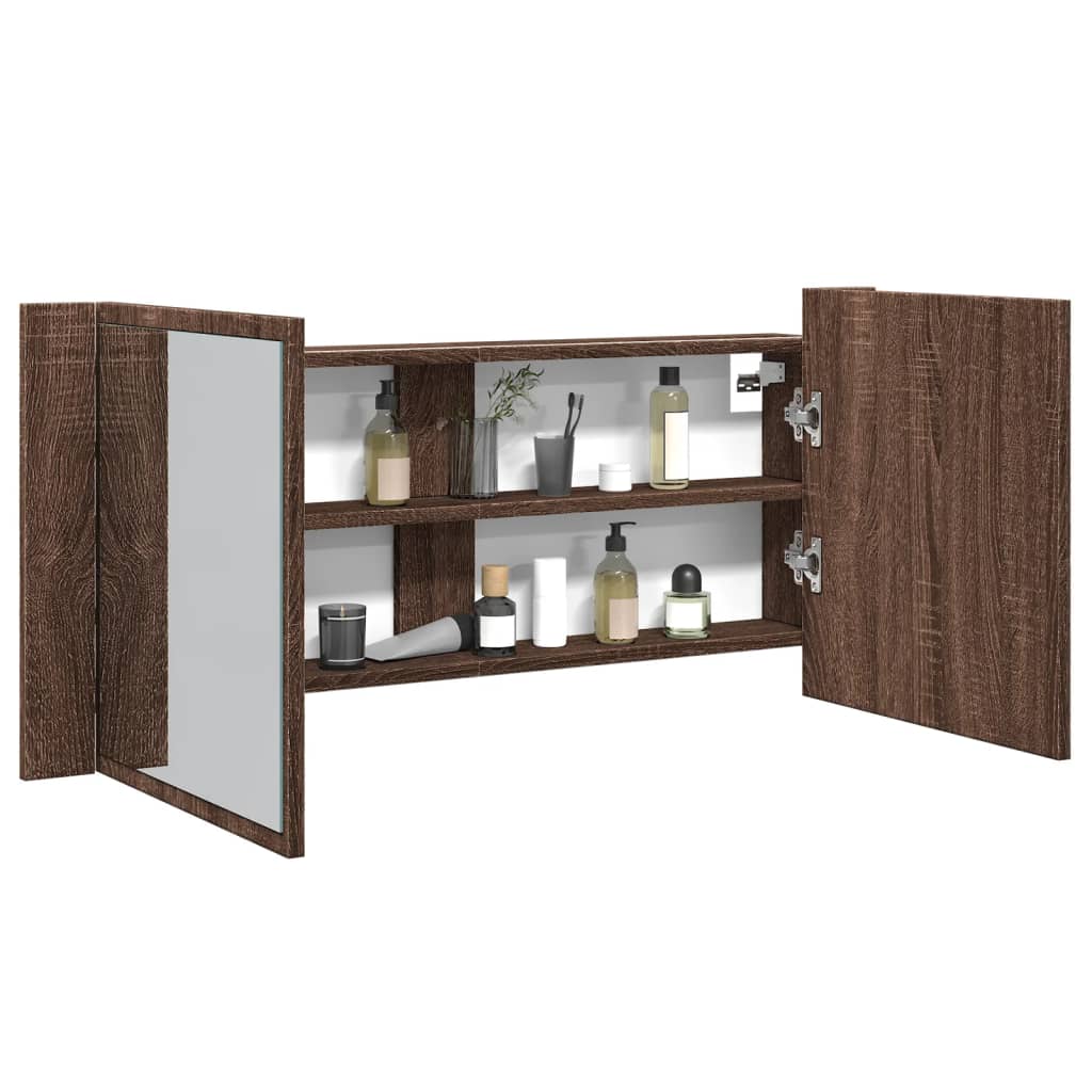 vidaXL Badkamerkast met spiegel LED acryl sonoma eikenkleurig - Aashly