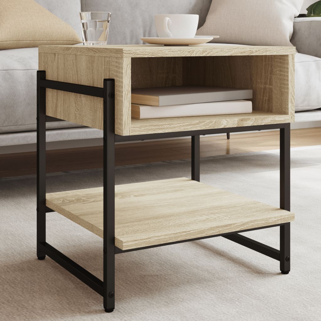vidaXL Salontafel 40x40x45 cm bewerkt hout bruin eikenkleur