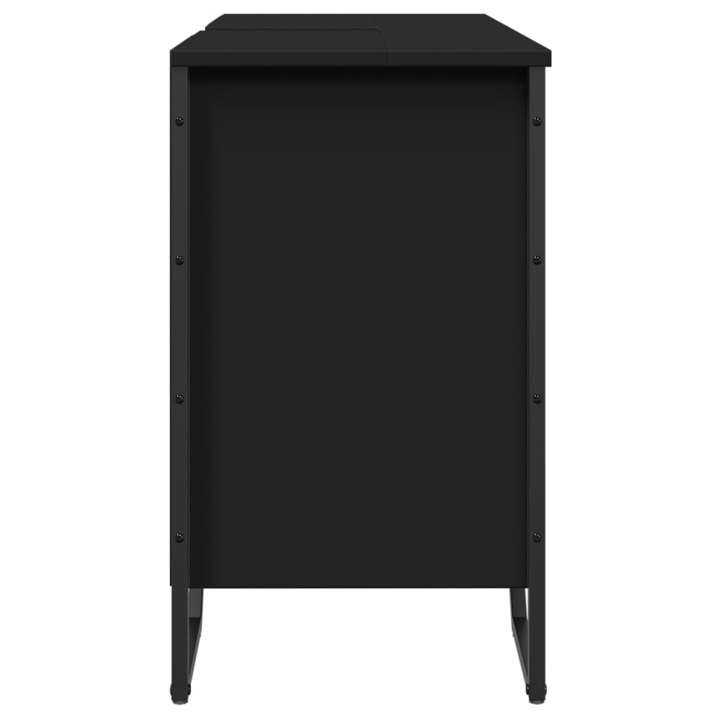 vidaXL Wastafelkast 91x35x60 cm bewerkt hout zwart