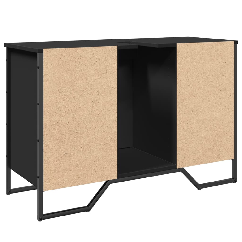 vidaXL Wastafelkast 91x35x60 cm bewerkt hout zwart