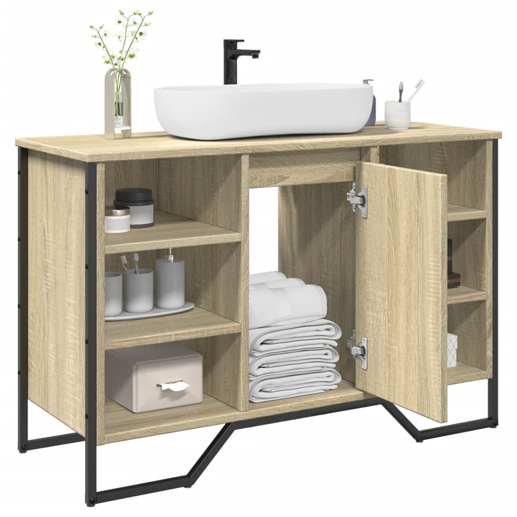 vidaXL Wastafelkast 91x35x60 cm bewerkt hout zwart