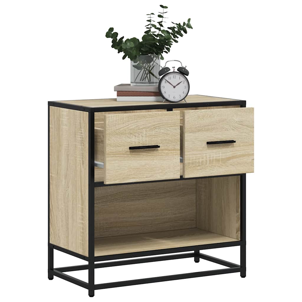vidaXL Nachtkastje 60x31x60 cm bewerkt hout en metaal grijs sonoma - Aashly