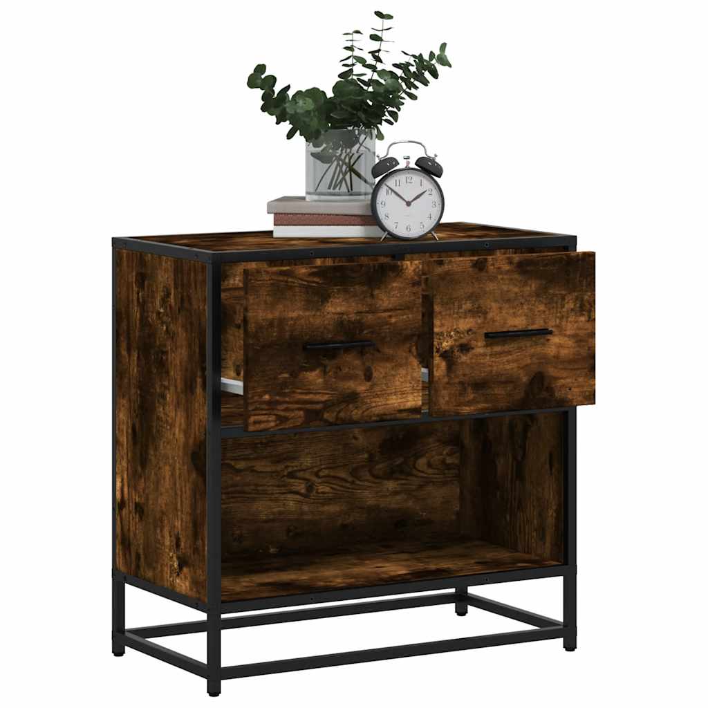 vidaXL Nachtkastje 60x31x60 cm bewerkt hout en metaal grijs sonoma - Aashly