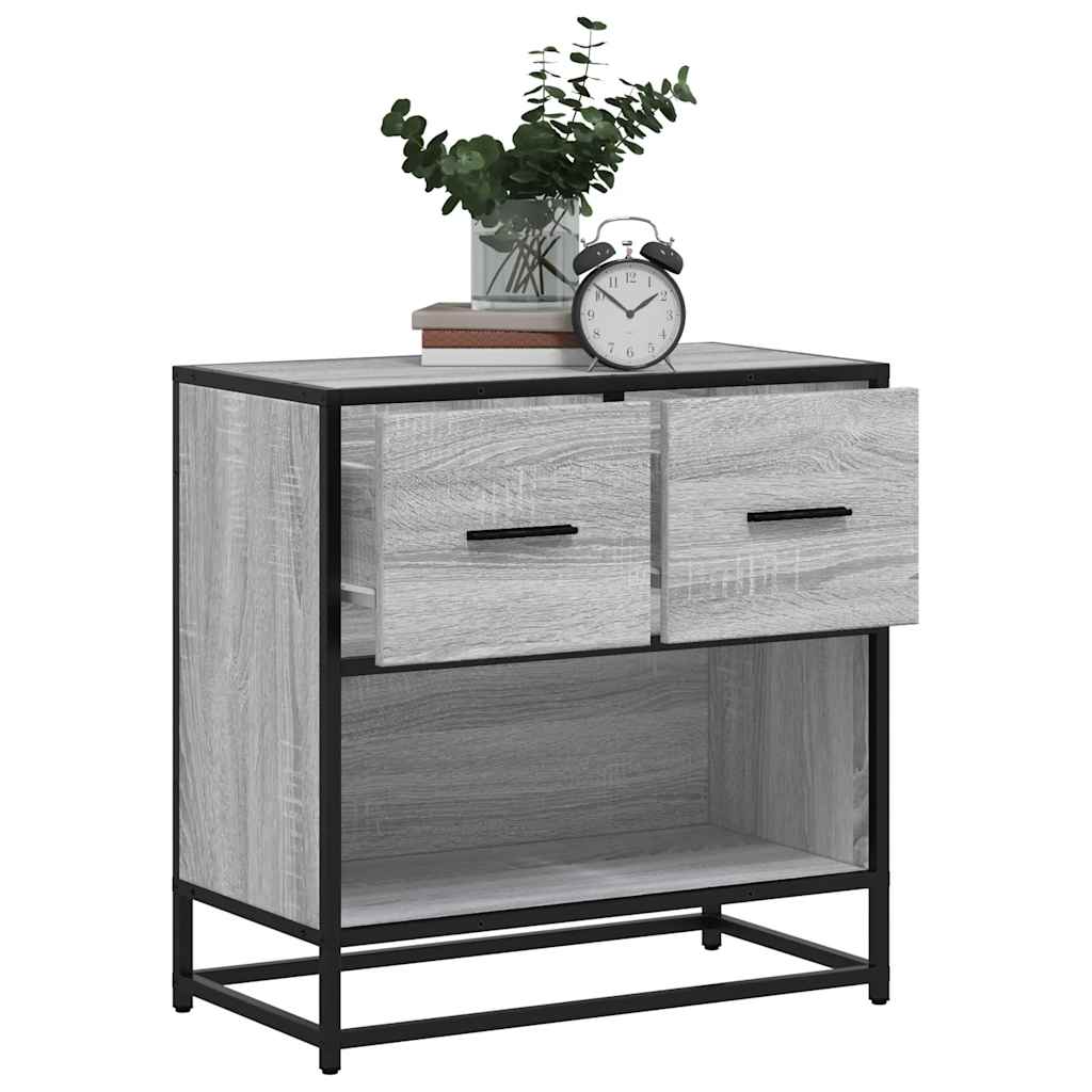 vidaXL Nachtkastje 60x31x60 cm bewerkt hout en metaal grijs sonoma - Aashly