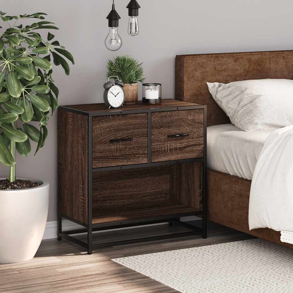 vidaXL Nachtkastje 60x31x60 cm bewerkt hout en metaal grijs sonoma - Aashly