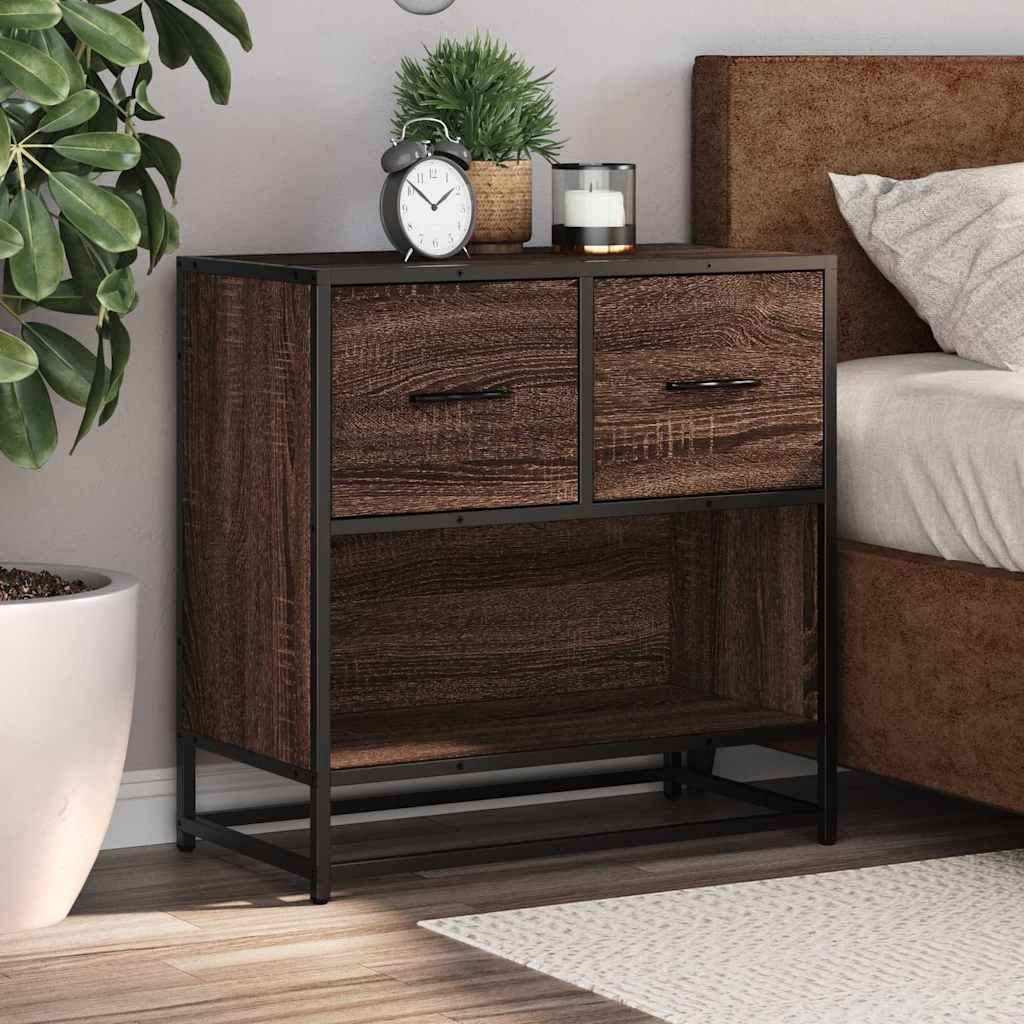 vidaXL Nachtkastje 60x31x60 cm bewerkt hout en metaal grijs sonoma - Aashly