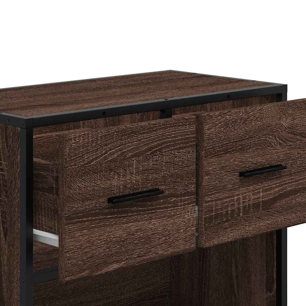 vidaXL Nachtkastje 60x31x60 cm bewerkt hout en metaal grijs sonoma - Aashly