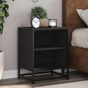 vidaXL Nachtkastjes 2 st 40x31x50 cm bewerkt hout&metaal gerookt eiken - Aashly