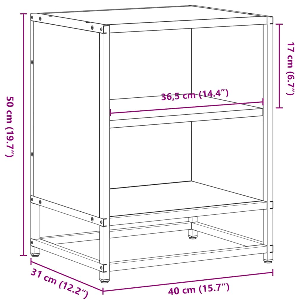 vidaXL Nachtkastjes 2 st 40x31x50 cm bewerkt hout&metaal gerookt eiken - Aashly
