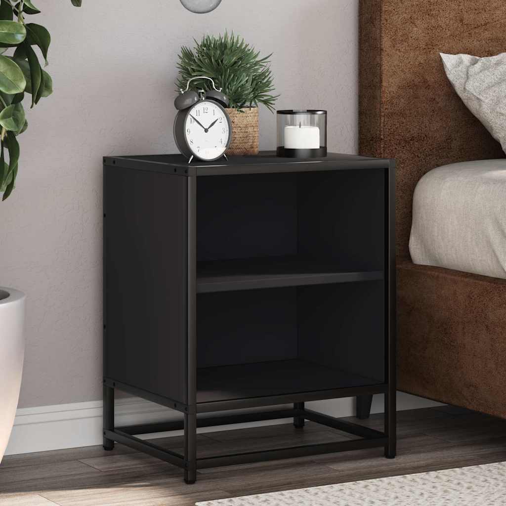 vidaXL Nachtkastjes 2 st 40x31x50 cm bewerkt hout&metaal gerookt eiken - Aashly