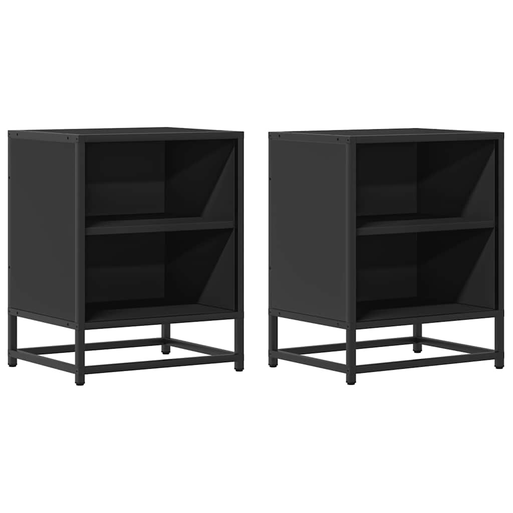 vidaXL Nachtkastjes 2 st 40x31x50 cm bewerkt hout&metaal gerookt eiken - Aashly