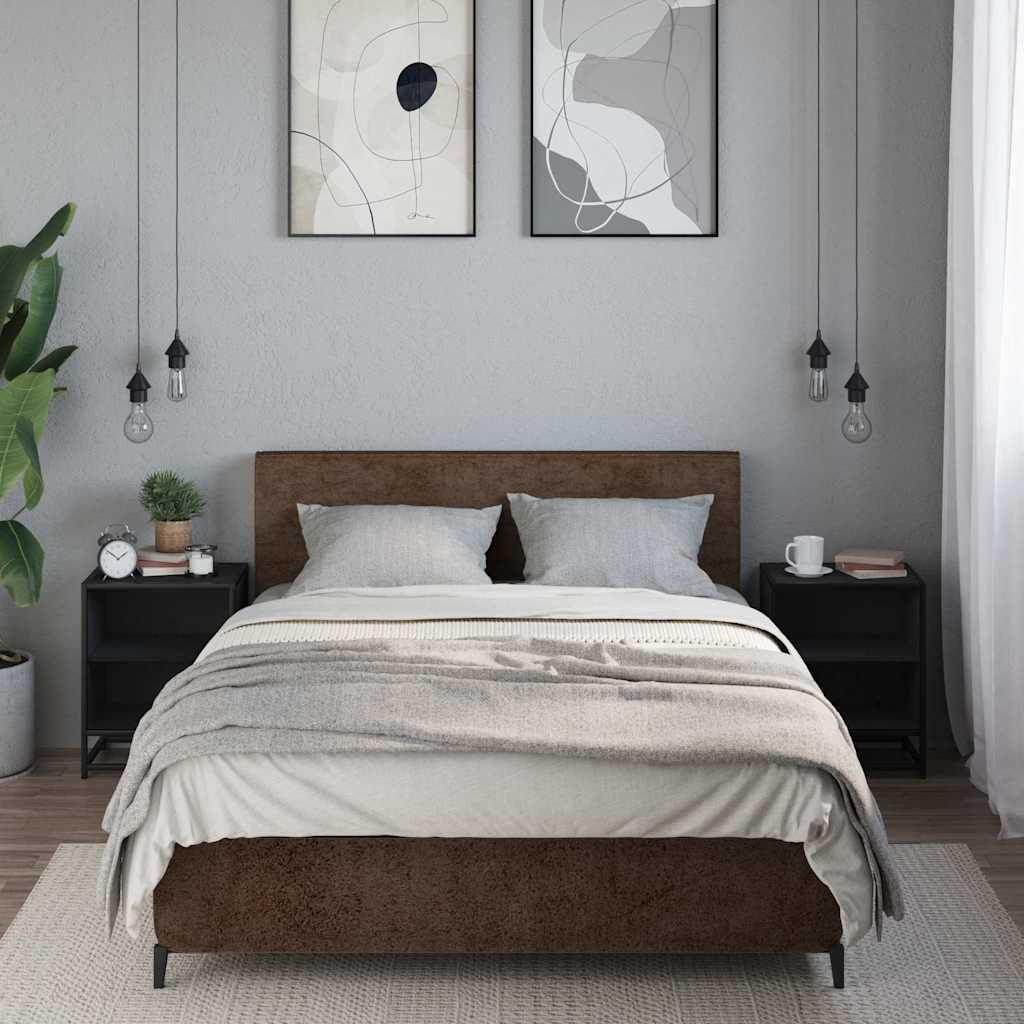 vidaXL Nachtkastjes 2 st 40x31x50 cm bewerkt hout&metaal gerookt eiken - Aashly