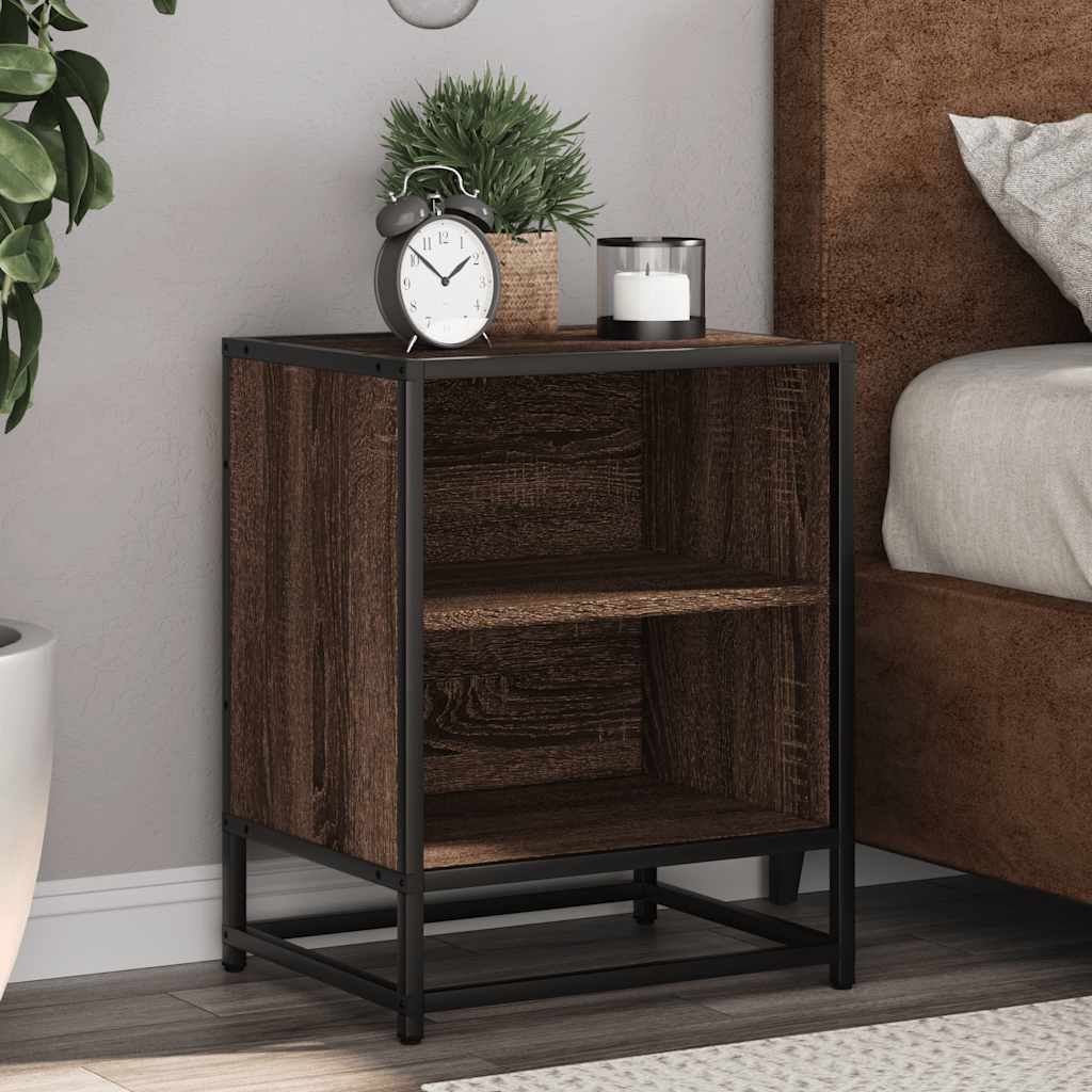 vidaXL Nachtkastjes 2 st 40x31x50 cm bewerkt hout&metaal gerookt eiken - Aashly