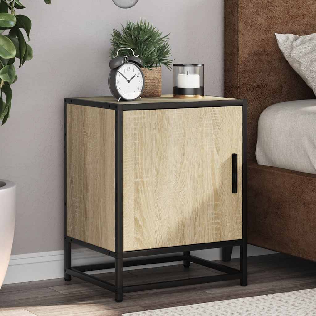 vidaXL Nachtkastjes 2st 40x31x50cm bewerkt hout en metaal sonoma eiken - Aashly