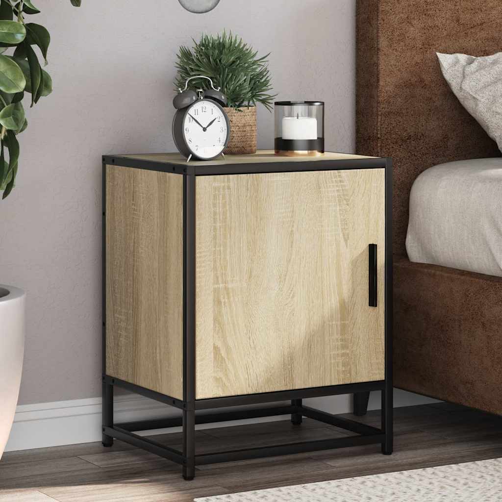 vidaXL Nachtkastjes 2st 40x31x50cm bewerkt hout en metaal sonoma eiken - Aashly
