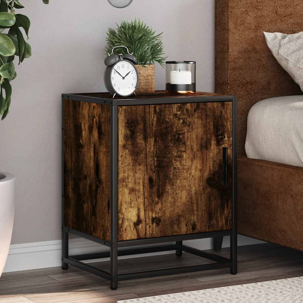 vidaXL Nachtkastjes 2st 40x31x50cm bewerkt hout en metaal sonoma eiken - Aashly