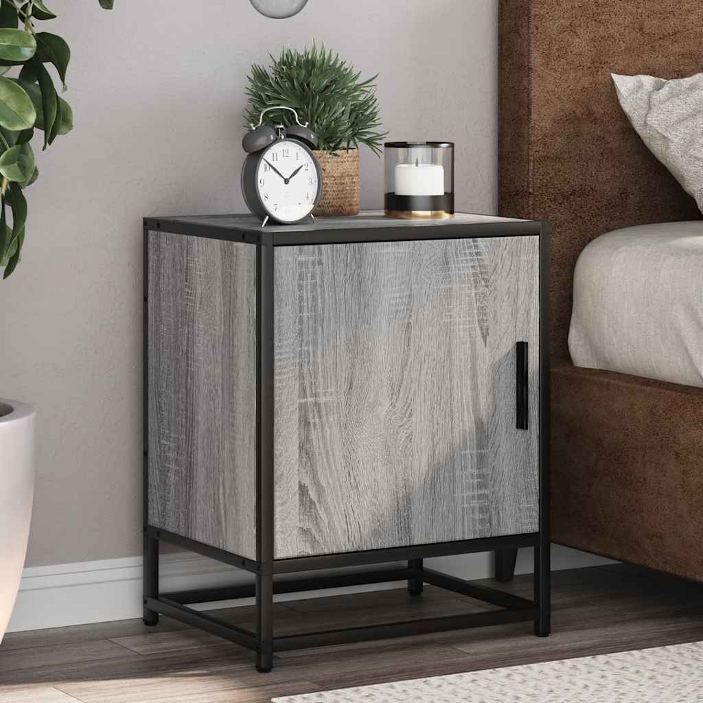 vidaXL Nachtkastjes 2st 40x31x50cm bewerkt hout en metaal sonoma eiken - Aashly