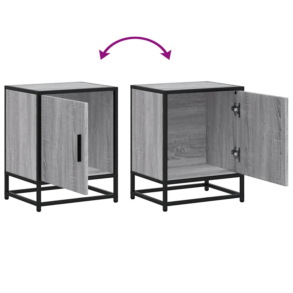 vidaXL Nachtkastjes 2st 40x31x50cm bewerkt hout en metaal sonoma eiken - Aashly