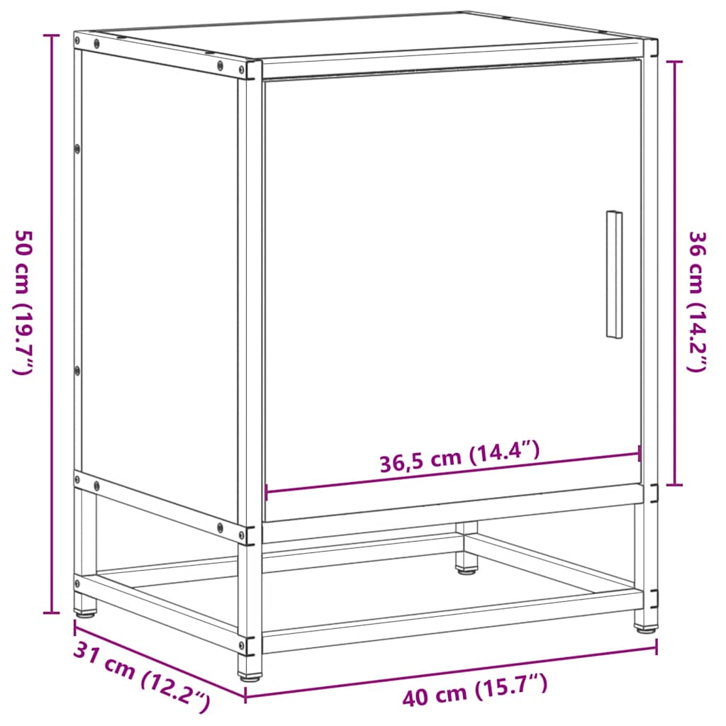 vidaXL Nachtkastjes 2st 40x31x50cm bewerkt hout en metaal sonoma eiken - Aashly