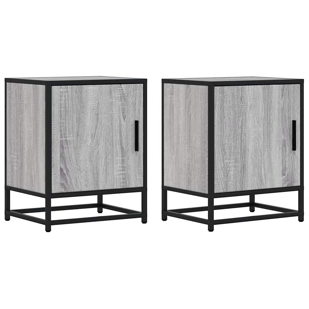 vidaXL Nachtkastjes 2st 40x31x50cm bewerkt hout en metaal sonoma eiken - Aashly
