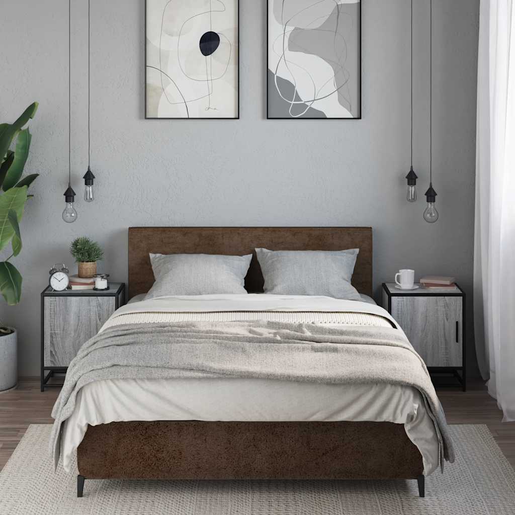 vidaXL Nachtkastjes 2st 40x31x50cm bewerkt hout en metaal sonoma eiken - Aashly