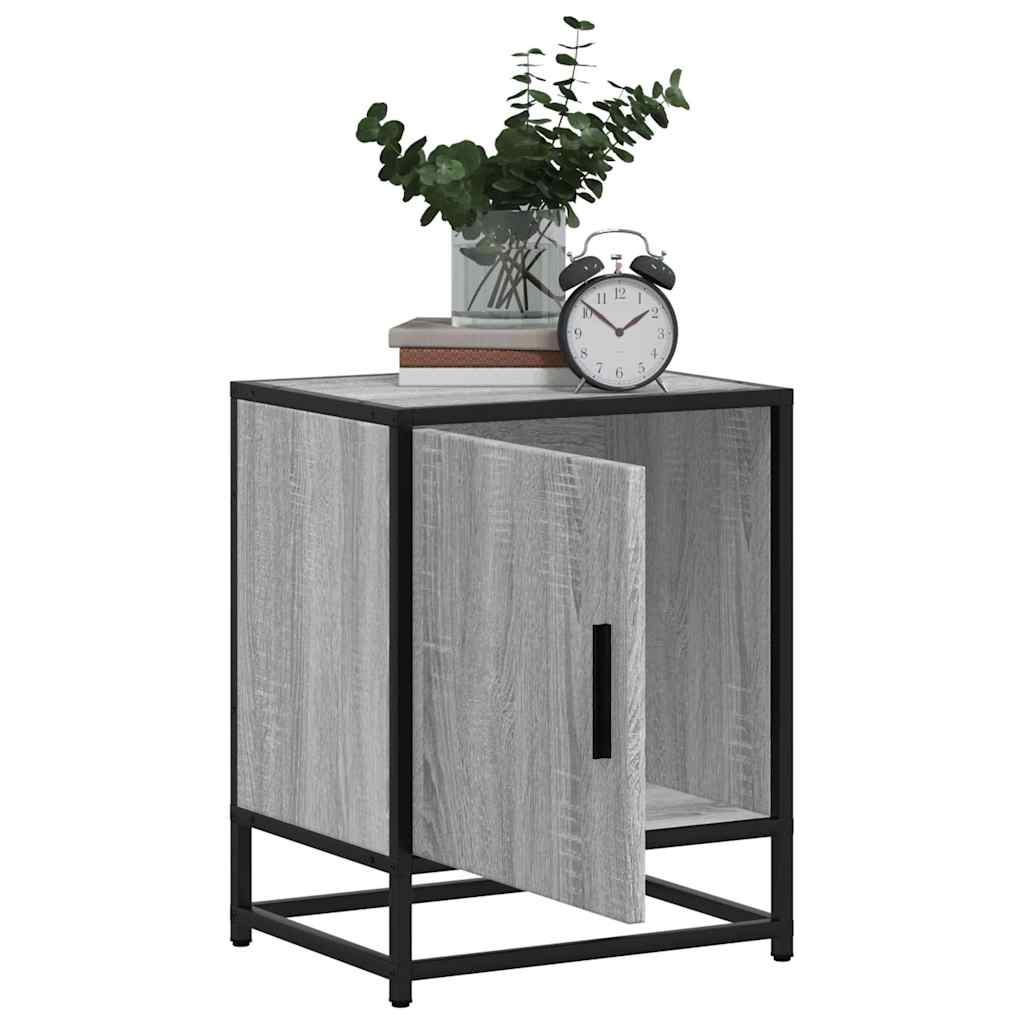 vidaXL Nachtkastjes 2st 40x31x50cm bewerkt hout en metaal sonoma eiken - Aashly