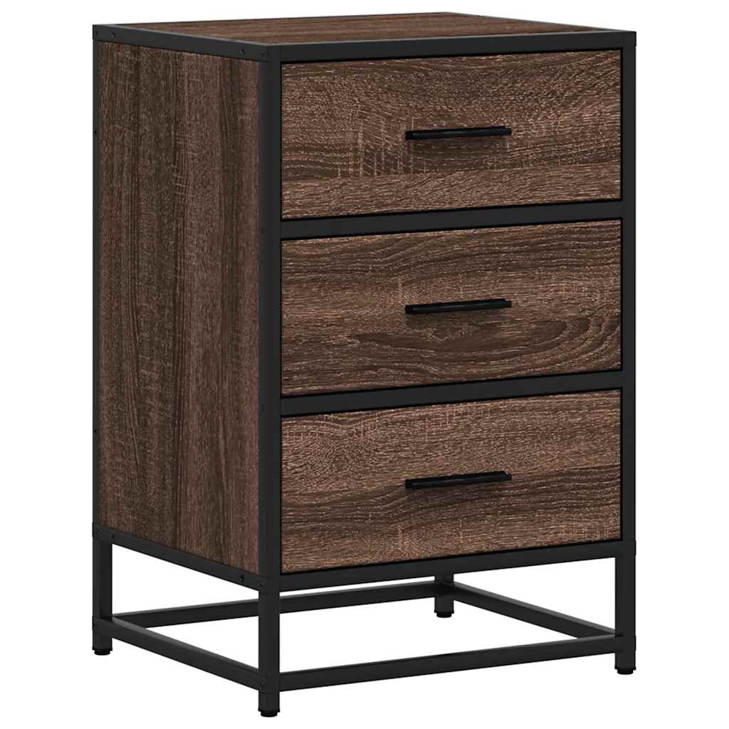 vidaXL Nachtkastje 40x34,5x60 cm bewerkt hout en metaal zwart - Aashly